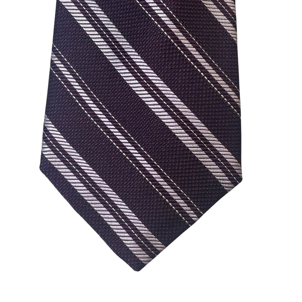 Robert Talbott Best of Class Nordstrom Silk Tie Plum Purple Silver Stripe USA